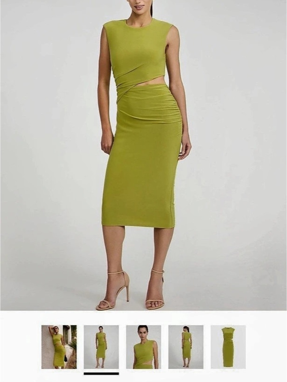 Cue Twist Front Bodice Midi Dress Green